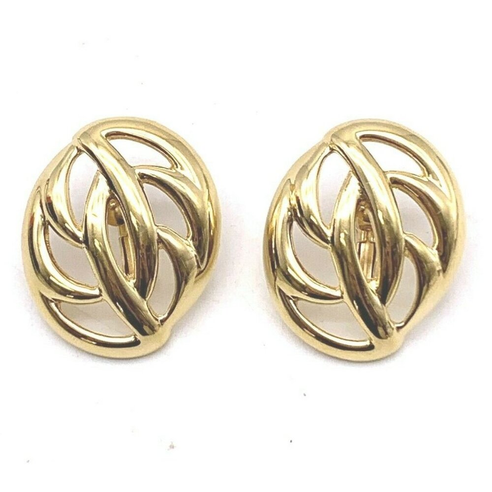 Vintage Signed Napier Gold Tone Earrings Adjustable Screw Back Signed